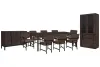 Pulaski Furniture P419240-KIT18 Pulaski Furniture P419240-KIT18 Modern Mosaic - Leg Dining Table With 8 Arm Chairs, Sideboard And China Cabinet - Brown