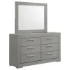 Coaster Fine Furniture 224973M Ives - 6-Drawer Dresser And Mirror - Gray High Gloss