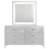 Coaster Fine Furniture 215793M Cassia - 6-Drawer Dresser Cabinet With Mirror - White High Gloss