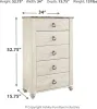 Ashley Furniture B267/31/36/46/77/74/96 Willowton - 6 Pc. - Dresser, Mirror, Chest, Queen Sleigh Bed - Whitewash