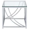 CoasterEssence 720497 Lille - Square Glass Top Side End Table - Chrome