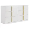 Coaster Fine Furniture 223091NVYQ-S5 Ines - 5 Piece Queen Bedroom Set - Navy And White High Gloss