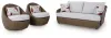 Ashley Furniture PCP503-070 Double Point - Loveseat, Swivel Chairs Set (Set of 3) - Beige