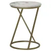 CoasterEssence 959562 Malthe - Round Marble Top Accent Side - White And Antique Gold