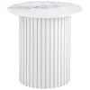 Coaster Fine Furniture 708337 Rowena - Round Sintered Stone End Table - White Faux Marble