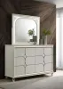 Coaster Fine Furniture 224953M Olivia - 6-Drawer Dresser And LED Mirror - Pearl White