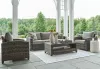 Ashley Furniture P335-081 Oasis Court - Sofa, Chairs, Table Set (Set of 4) - Gray