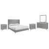 New Classic 00-3365G-15N New Classic 00-3365G-15N Huxley - 6/6 Eastern King 5 Piece Bedroom Set (Bed & Dresser & Mirror & 2 Nightstands) - Gray