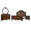 New Classic 00-2477-34N New Classic 00-2477-34N Bella Notte - 5/0 Queen 4 Piece Bedroom Set (Padded Sleigh Bed, Dresser, Mirror, Nightstand) - Cherry