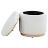 Coaster Fine Furniture 915423 Remuda - Boucle Upholstered Round Storage Ottoman - Ivory