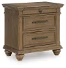 Ashley Furniture PCB782-93 Karallin - Three Drawer Night Stand - Medium Brown