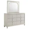 Coaster Fine Furniture 224953M Olivia - 6-Drawer Dresser And LED Mirror - Pearl White