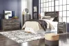 Ashley Furniture B211/31/36/46/57/92/B100-31 Drystan - 6 Pc. - Dresser, Mirror, Chest, Queen Panel Headboard, Nightstand, Bed Frame - Dark Gray