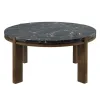 ACME LV06885 Estella - Coffee Table With Natural Marble Top - Black Top & Walnut