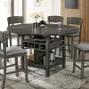 Furniture of America CM3733GY-RPT-TABLE Stacie - Counter Height Round Dining Table - Gray