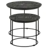 CoasterEssence 935842 Loannis - 2 Piece Round Mango Wood Nesting Table - Matte Black