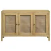 CoasterEssence 953556 Zamora - 3-Door Wood Accent Cabinet With Woven Cane - Natural