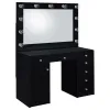 Coaster Fine Furniture 931144 Acena - 7-Drawer Vanity Set With Lighting - Black High Gloss