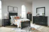 Ashley Furniture B687/31/36/52/53/86/92(2) Ashley Furniture B687/31/36/52/53/86/92(2) Lanolee - 7 Pc. - Dresser, Mirror, Twin Panel Bed, 2 Nightstands - Black