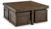 Ashley Furniture T738-20 Boardernest - Cocktail Table With 4 Stools (Set of 5) - Brown
