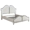 CoasterElevations 223391KE Evangeline - Tufted Upholstered Platform Eastern King Bed - Ivory And Silver Oak
