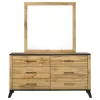 Coaster Fine Furniture 225003M Kaywood - 6-Drawer Dresser And Mirror - Natural Pine