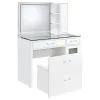 Coaster Fine Furniture 930218 Flora - 2-Drawer Vanity Set With LED Mirror - White High Gloss