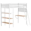 Coaster Fine Furniture 460332WHT Campus - 3-Shelf Metal Twin Workstation Loft Bed - Matte White