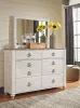 Ashley Furniture B267/31/36/46/57/54/98 Willowton - 6 Pc. - Dresser, Mirror, Chest, Queen Panel Bed - Whitewash