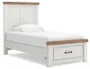 Ashley Furniture B4615B5 Ashley Furniture B4615B5 Savonport - Twin Panel Storage Bed With Storage Footboard - White / Brown