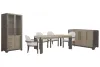 Pulaski Furniture P402240-KIT16 Pulaski Furniture P402240-KIT16 Anderson Park - Leg Dining Table With 4 Upholstered Host Chairs, Sideboard And China Cabinet - Moose Trail / Frontier Brown