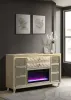 Coaster Fine Furniture 222663FB Lorient - 8-Drawer LED Bedroom Flame Box Dresser - Ivory Camel