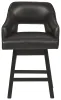 Ashley Furniture D380-924 Tallenger - UPH Swivel Barstool (Set of 2) - Black / Dark Brown