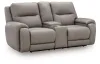 Ashley Furniture PCU1370018A Real Moments - Power Reclining Loveseat With Audio Seating - Ash