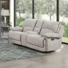 New Classic U5861-25P2-LBR Camden - Dual Reclining Console Loveseat With Power Headrest & Footrest - Beige / Brown
