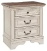 Ashley Furniture B743-93 Realyn - Three Drawer Night Stand - White / Brown / Beige