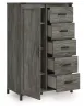 Ashley Furniture B4480/21/26/48/85/84/50/B100-12 Frandern - 7 Pc. - Dresser, Mirror, Dressing Chest, Full Bookcase Panel Bed With Storage - Gray