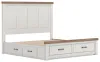Ashley Furniture B4615B17 Ashley Furniture B4615B17 Savonport - King Panel Storage Bed With Storage Footboard And 2 Under Bed Storage Units - White / Brown