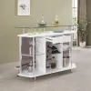 CoasterEssence 182235 Gideon - Curved Glass Top Home Bar Cabinet - White High Gloss
