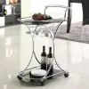 CoasterEveryday 910001 Elfman - 2-Tier Glass Shelf Metal Bar Cart - Black And Chrome