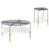 Coaster Fine Furniture 710338-S2 Jonelle - 2 Piece Round Coffee And End Table Set - Gold / Smoke