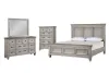 New Classic 00-2114-24C New Classic 00-2114-24C Mariana - 6/0 California King 4 Piece Bedroom Set (Bed, Dresser, Mirror, Chest) - Beige / Gray