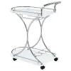 CoasterEveryday 910002 Elfman - 2-Tier Glass Shelf Metal Bar Cart - White And Chrome