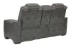 Ashley Furniture 2200418 Next-Gen Durapella - Power Reclining Loveseat with Console/Adj Headrest - Slate