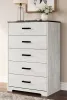 Ashley Furniture EB4121-245 Shawburn - Five Drawer Chest - Vinyl-Wrapped - White / Black / Gray