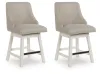 Ashley Furniture D642-324 Robbinsdale - Upholstered Swivel Curved Back Barstool (Set of 2) - Antique White