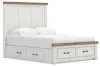 Ashley Furniture B4615B16 Savonport - Queen Panel Storage Bed With Storage Footboard And 2 Under Bed Storage Units - White / Brown