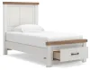 Ashley Furniture B4615B5 Ashley Furniture B4615B5 Savonport - Twin Panel Storage Bed With Storage Footboard - White / Brown