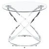 CoasterEssence 722373 Warren - 3 Piece Oval Glass Top Coffee Table Set - Chrome