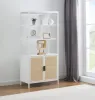 Coaster Fine Furniture 961652 Amherst - 3-Shelf Radio Weave Cane Metal Accent Cabinet - White
